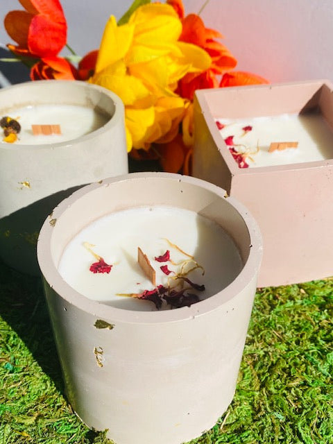 Hand-Crafted Concrete Candles